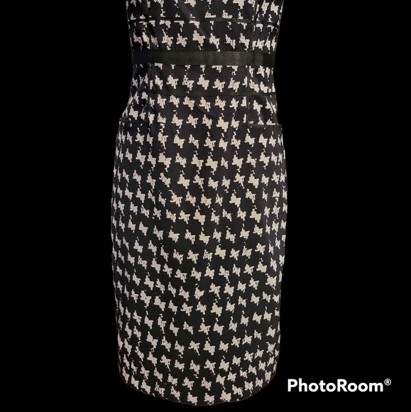 NWT Cleo 4 Dress Midi Houndstooth Patern Pockets Back Zipper Black and White - Picture 2 of 14